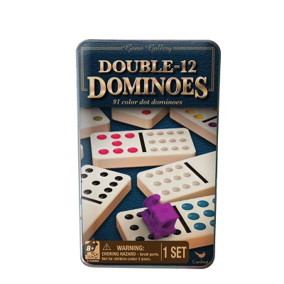 Double 12 Colored Dot Dominoes Set In Travel Tin | Mexican Train Game For 2-8 Players Ages 8+