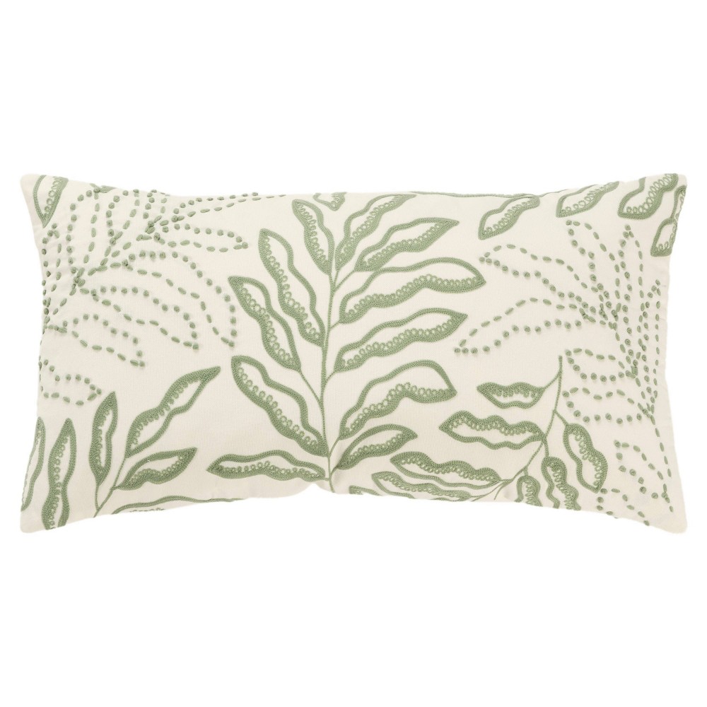 Photos - Pillowcase 14"x26" Oversized Botanical Lumbar Throw Pillow Cover Khaki/Green - Rizzy