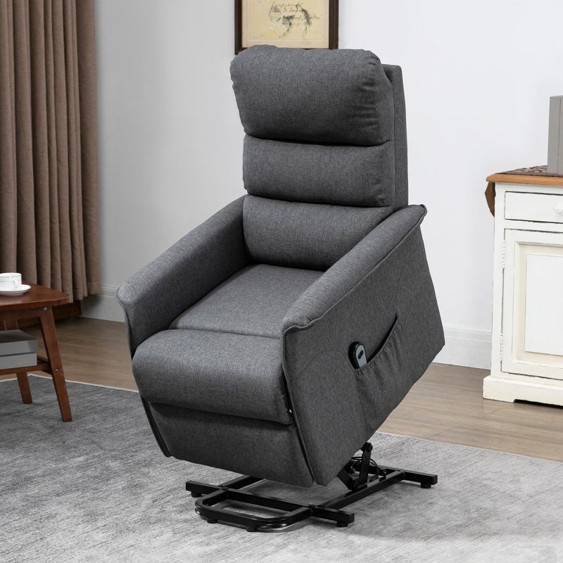 HOMCOM Power Lift Assist Recliner Chair for Elderly with Remote Control, Linen Fabric Upholstery, 2 of 9