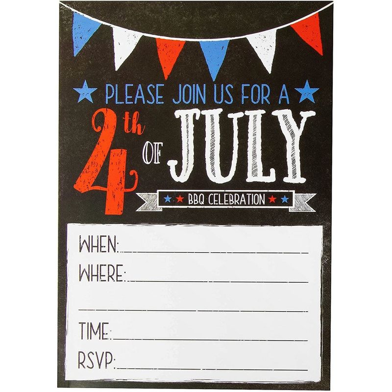 Best Paper Greetings 50 Pack BBQ Celebration Invitations Cards with Envelopes for Patriotic 4th of July Party, 5 x 7 in, 1 of 8