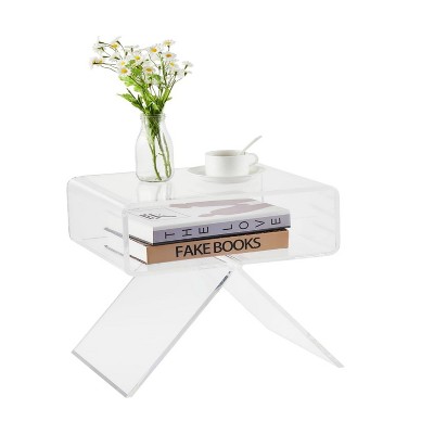 GustoWave Acrylic Nightstand, End Table, Clear Table, Home Decor, 15.4*11.8*17.7in