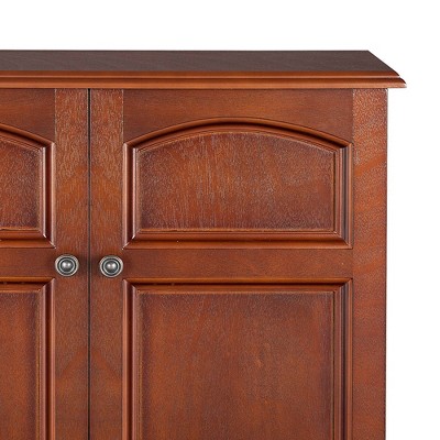 Mahogany Brown Wooden Wall Cabinet with Adjustable Shelving
