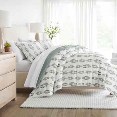 Folk Leaves All Season Reverisble Comforter Down Alternative Filling, Machine Washable - Becky Cameron