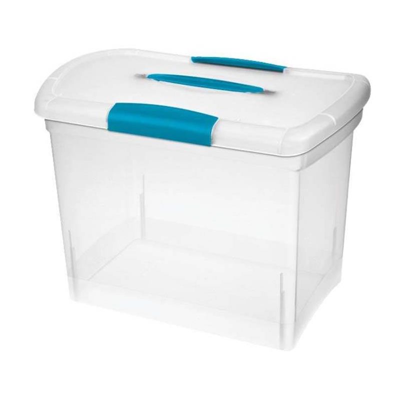 Sterilite Large Nesting ShowOffs, Stackable Small Storage Bin with Latching Lid and Handle, Plastic Container to Organize Office Files, Clear, 6-Pack, 2 of 5