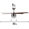 Portage Bay Madrona Indoor Home Ceiling Fan, LED Light Fixture with Quiet 3 Speed Reversible Motor and Pull Chain, 52 Inch, Gun Metal - 3 of 4