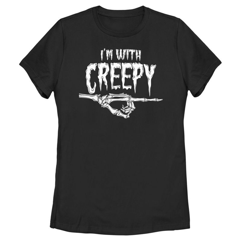 Women's Lost Gods Halloween I'm With Creepy T-Shirt, 1 of 5