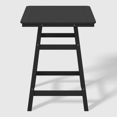 Black HDPE Outdoor Counter Height Bistro Table with Umbrella Hole