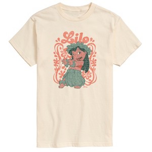 Men's - Disney - Lilo Floral Frame Short Sleeve Graphic T-Shirt - 1 of 4
