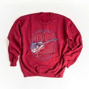 Simply Sage Market Women's Graphic Sweatshirt Nashville Flag Guitar - 1 of 2