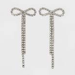 Rhinestone Bow with Fringe Drop Earrings - Wild Fable™ Silver