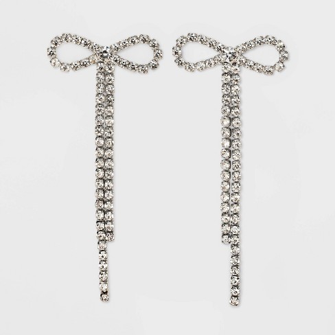 Rhinestone Chain Double Drop Earrings