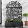 Lirago  Metal Planter Box privacy screen Garden Bed with Trellis and Wheels - Black-6 ft. H x 4 ft. W - 2 of 4