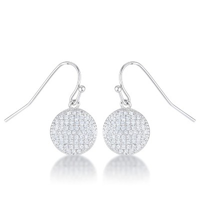 Slickblue Contemporary CZ Disk Earrings – .6 Ct Clear Cubic Zirconia, Gold/Silver, Fashion Earrings for Women