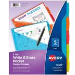 Avery 5ct Write & Erase Pocket Tab Plastic Divider Set