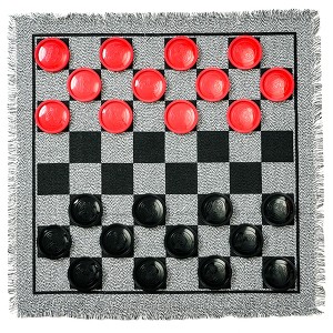 Trimate: 3-In-1 Giant Checkers & Tic Tac Toe - Jumbo 25.6" Square Rug, Age 4+ - 1 of 4