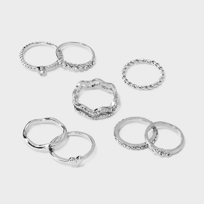 Heart And Textured Ring Set 8pc - Wild Fable™ Silver : Target