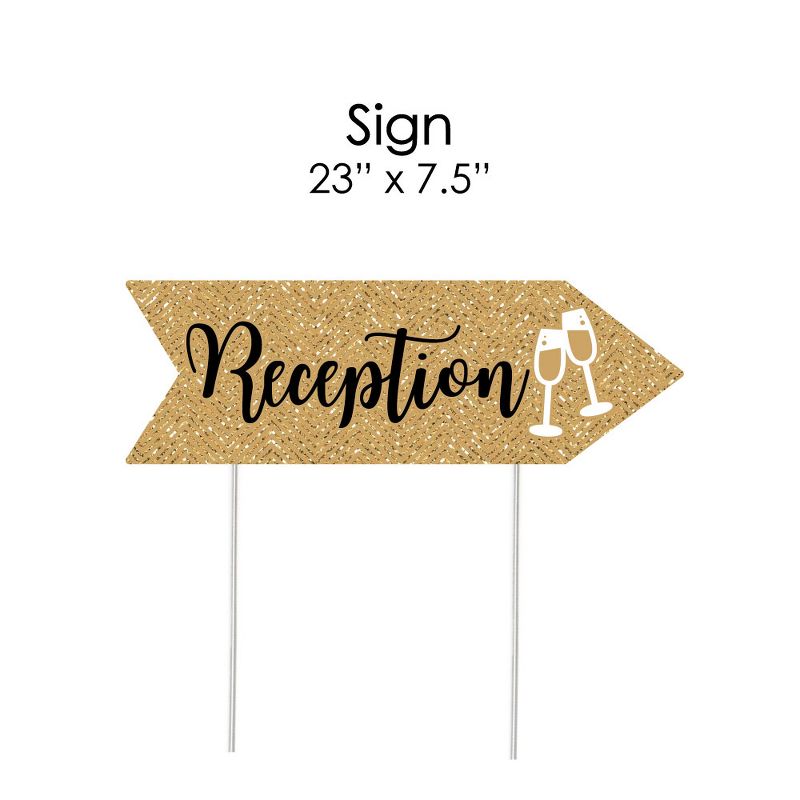 Big Dot of Happiness Gold Wedding Reception Signs - Wedding Sign Arrow - Double Sided Directional Yard Signs - Set of 2 Reception Signs, 5 of 8