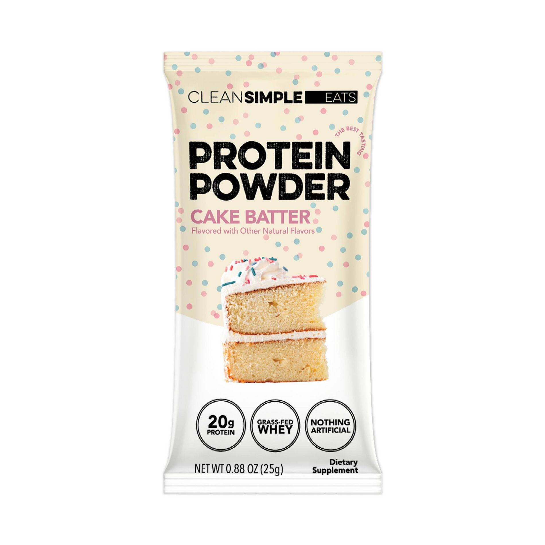Clean Simple Eats Protein Powder - Cake Batter - 0.88oz/1 Stick: Whey Protein Isolate, 20g Protein