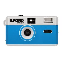 Ilford Sprite 35-II Reusable/Reloadable 35mm Analog Film Camera (Silver & Blue)