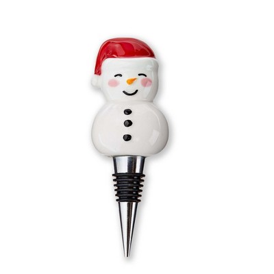 tag Snowman Ceramic Bottle Stopper for Christmas Bar Decor Multicolor Hand Wash Only 2.5 in x 1.75 in x 5 in