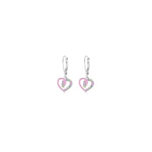 Chanteur Hypoallergenic Kids Jewelry Accessories Hearts Pink CZ White Gold Palladium Plating Earrings leverback is made from 925 Sterling silver - 1 of 1