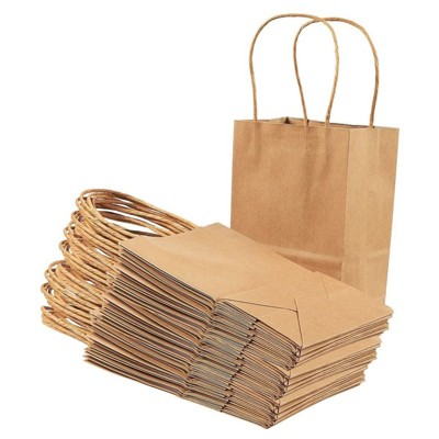Juvale 36 Pack Small Kraft Party Favor Gift Bags with Handles for Birthday, 8.5 x 5.25 In