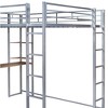 PAGED Full Size Loft Bed with Desk, Modern Metal Bed Frame with Storage Shelves, Guardrails and 2 Ladders for Bedroom - 4 of 4
