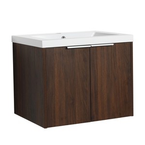 Dexmalle California Walnut Bathroom Cabinet With Sink and  Float Mounting Design - 1 of 4
