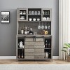 70" Tall Farmhouse Coffee Bar Cabinet with Hutch, Wine Rack, Sliding Barn Doors, Buffet Sideboard - 4 of 4