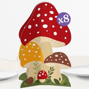Big Dot of Happiness 3D Wild Mushrooms Centerpiece Table Decorations, Freestanding Red Toadstool Fall Decor, Birthday Party Centerpieces - 8 Count - 1 of 4