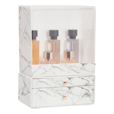 Glamlily Marble Makeup Organizer with Clear Lid and Drawers (9.41 x 5.91 x 13.39 In)