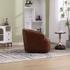 CAVINAS Swivel Fabric Accent Chair with 360 Degree Rotation, Upholstered Barrel Armchair with Metal Base and Removable Back Pillow - 3 of 4