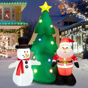 Tangkula 6FT Inflatable Christmas Tree & Santa Claus w/ LEDs & Air Blower Blow Up Yard Decoration Inflates Christmas Tree Snow Man w/ Tethers & Stakes - 1 of 4