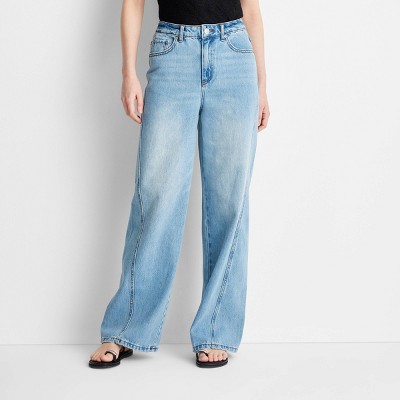 Women's Mid-Rise Wide Leg Slouchy Jeans - Future Collective Blue Denim 14