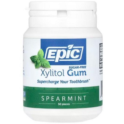 Epic Dental, Xylitol Gum, Sugar Free, Spearmint, 50 Pieces