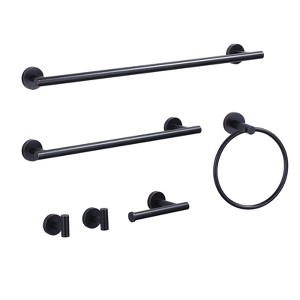WOWOW 6-Piece Stainless Steel Bathroom Towel Rack Set in Brushed Nickel - 1 of 4