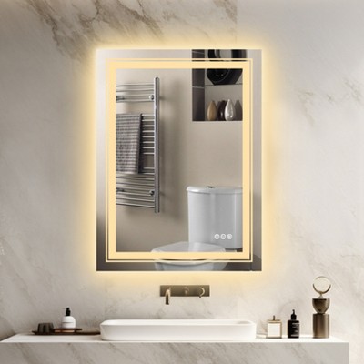 20-55in Oversize Led Dual Illuminated Bathroom Mirror Wall Mounted Antifog Vanity Mirror, Wall Decor Mirror