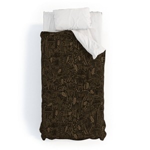 Deny Designs 2pc Twin/Twin XL Iveta Abolina Mushrooms Dark Brown Duvet Cover Bedding Set - 1 of 4
