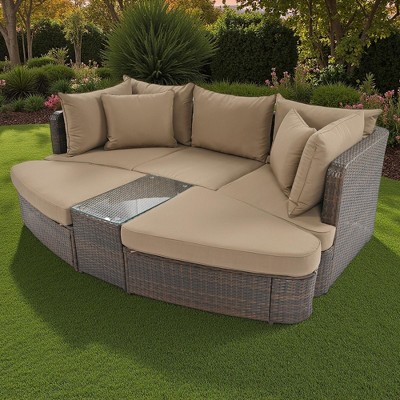 6-Piece Outdoor Rattan Modular Sectional Sofa Set with Coffee Table, Free Combination