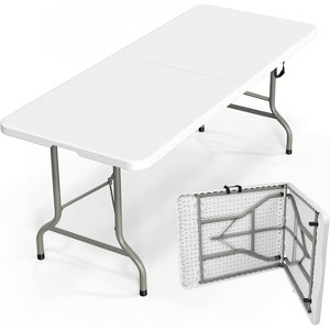 Bonnlo Folding Table 6ft, Portable Collapsible Plastic White Long Tables for Party, Camping, Banquet, Craft, Dining, Wedding, Outdoor and Indoor Use - 1 of 4