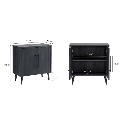 Charcoal Grey Mid-Century Modern Accent Cabinet with Adjustable Shelving