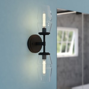 VAXCEL Warren 2-Light 4.75 in. Wide Mid-Century Modern Wall Sconce with Clear Glass Shade - 1 of 4