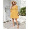 WhizMax 2024 Long Sleeve Dress for Women Wrap V-Neck Bell Sleeve A-line Knee Length Dress Ruffle Flowy Swing Dresses - 4 of 4