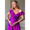 Pinkblush Magenta Floral Smocked Cinched Top Maternity Maxi Dress - 3 of 4