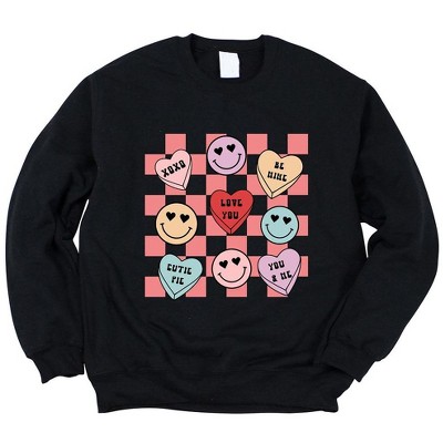 Simply Sage Market Women's Graphic Sweatshirt Candy Heart Smile Solid