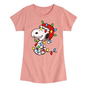 Girls' - Peanuts - Holiday Cheer Fitted Short Sleeve Graphic T-Shirt - 1 of 4