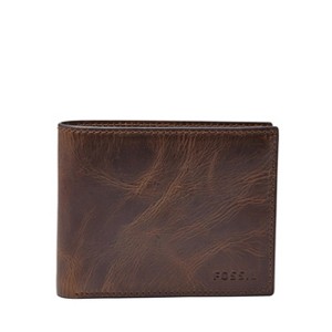 Generic Men's Derrick Leather RFID-Blocking Bifold with Flip ID Wallet, Dark Brown - 1 of 4