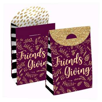 Big Dot of Happiness Elegant Thankful for Friends - Friendsgiving Thanksgiving Gift Favor Bags - Party Goodie Boxes - Set of 12