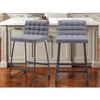 HomeRoots Set of Two 26" Gray And Black Fabric And Steel Counter Height Bar Chairs - 2 of 4
