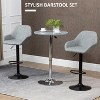 Grey PU leather adjustable bar stools set of 2, swivel bar stool with footrest and backrest - 3 of 4